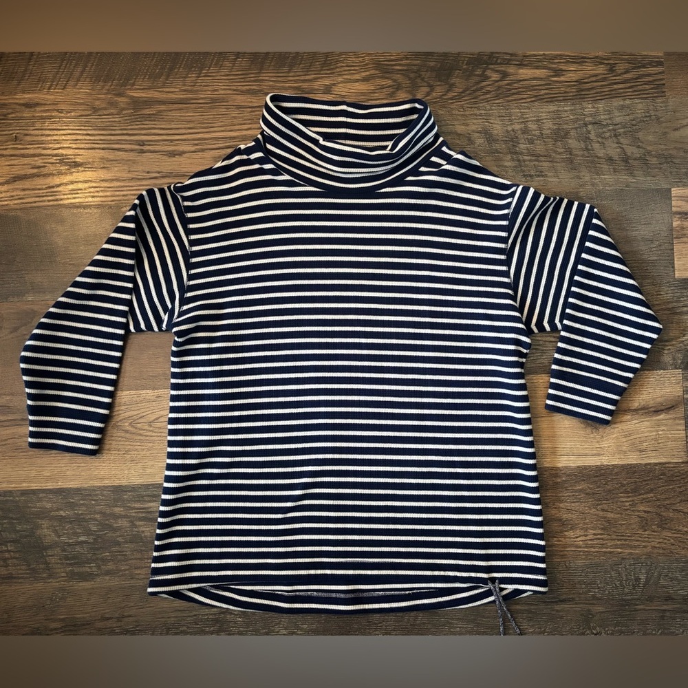 Lands' End women's‎ navy white striped turtleneck pullover drawstring Size 1X